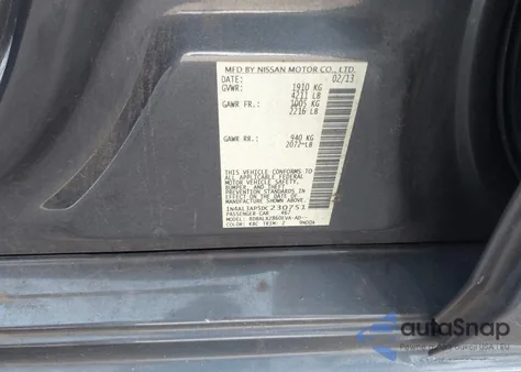 2013 Nissan Altima 2.5 Sl из США, поврежденный, VIN 1N4AL3AP5DC230751